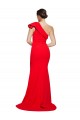 Discount One Shoulder Long Sweep Train Crepe Bridesmaid Dress / Prom Dress with Thigh High Split