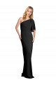 Discount Pleated One Shoulder Flutter Sleeves Slim Formal Crepe Bridesmaid Dress / Prom Dress