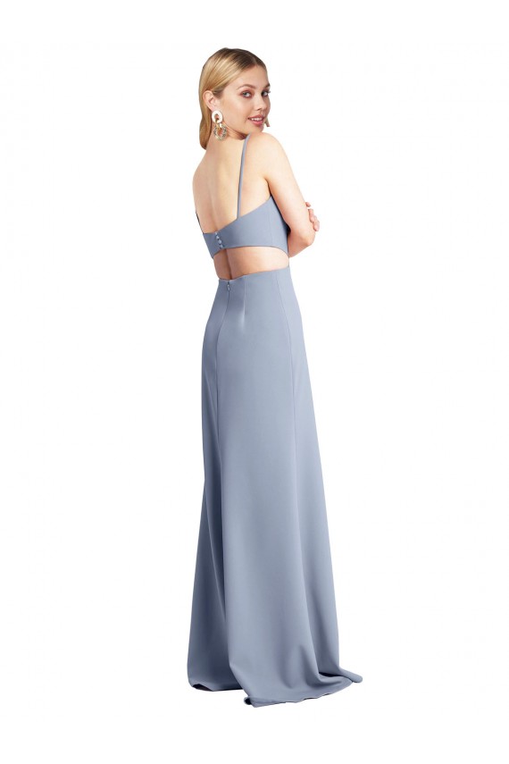 Discount Feminine Scoop Neckline Long Crepe Slip Bridesmaid Dress / Prom Dress 