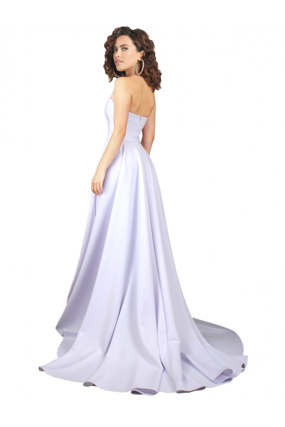Discount Simple Sweetheart A-Line Long Crepe Beach Wedding Dress with Front Slit