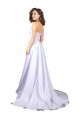 Discount Simple Sweetheart A-Line Long Crepe Beach Wedding Dress with Front Slit