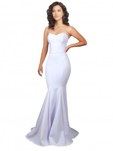 Discount Simple Long Strapless Sweetheart Mermaid Crepe Beach Wedding Dress