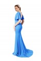 Discount Short Sleeves Long V-Neck Crepe Bridesmaid Dress / Prom Dress with V-Back