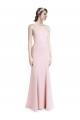 Discount Square Neck Criss Cross Open Back Slim Crepe Bridesmaid Dress / Prom Dress with Spaghetti Straps