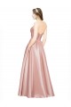 Discount Long Plated Strapless Sweetheat Formal Stretch Satin Bridesmaid Dress / Prom Dress