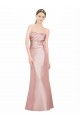 Discount Long Strapless Formal Stretch Satin Bridesmaid Dress / Prom Dress with Pleats and Low Back