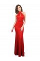 Discount Halter Neck keyhole Front Back Long Formal Stretch Satin Bridesmaid Dress / Prom Dress