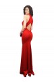 Discount Halter Neck keyhole Front Back Long Formal Stretch Satin Bridesmaid Dress / Prom Dress