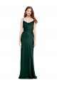 Discount Fitted Cowl Neck Long Formal Stretch Satin Slip Bridesmaid Dress / Prom Dress with V-Back