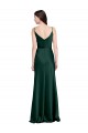 Discount Fitted Cowl Neck Long Formal Stretch Satin Slip Bridesmaid Dress / Prom Dress with V-Back