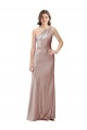 Discount One Shoulder Black-Tie Floor Length Long Formal Stretch Satin Bridesmaid Dress / Prom Dress