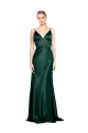 Discount High V-Neck Long Full Length Sheath Formal Stretch Satin Bridesmaid Dress / Prom Dress