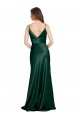 Discount High V-Neck Long Full Length Sheath Formal Stretch Satin Bridesmaid Dress / Prom Dress