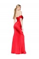 Discount High Neck Off the Shoulder Formal Stretch Satin Bridesmaid Dress / Prom Dress with High Slit