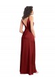 Discount Faux Surplice Neckline Long Slim A-Line Formal Stretch Satin Bridesmaid Dress / Prom Dress