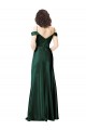 Discount Off the Shoulder Sleeves Long Formal Stretch Satin Bridesmaid Dress / Prom Dress with Pleated Draped Neckline