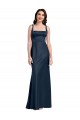 Discount Square Neck A-Line Long Formal Stretch Satin Bridesmaid Dress / Prom Dress with Wide Straps