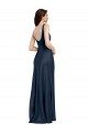 Discount Square Neck A-Line Long Formal Stretch Satin Bridesmaid Dress / Prom Dress with Wide Straps