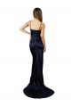 Discount Pleated Sash Skirt Long Formal Stretch Satin Bridesmaid Dress / Prom Dress with High Slit