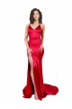 Discount Mermaid Open Back Long Formal Stretch Satin Bridesmaid Dress / Prom Dress with High Slit