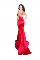 Discount Mermaid Open Back Long Formal Stretch Satin Bridesmaid Dress / Prom Dress with High Slit
