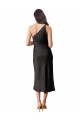 Discount Sleek One Shoulder Midi Length Short Cocktail Formal Stretch Satin Slip Bridesmaid Dress / Prom Dress