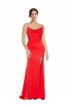 Discount Low Back Cowl Neck Formal Stretch Satin Bridesmaid Dress / Prom Dress with High Side Slit