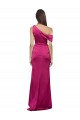 Discount Off the Shoulder Short Sleeves Formal Stretch Satin Bridesmaid Dress / Prom Dress with Side Slit