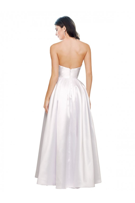 Discount Full Length Strapless V-Cutout Formal Stretch Satin Bridesmaid Dress / Prom Dress