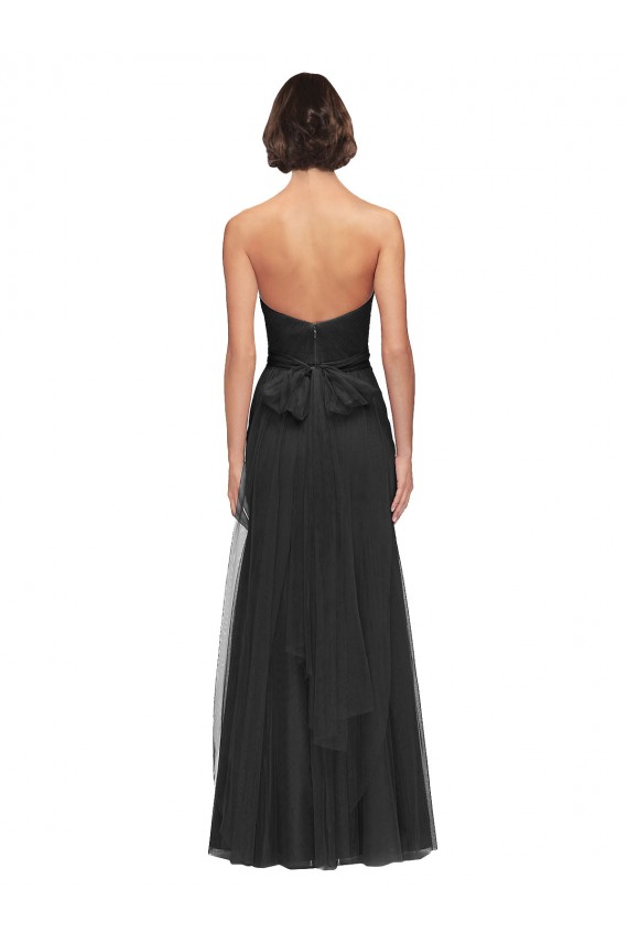 Discount Long Tulle Bridesmaid Dress with Sweetheart Neckline and Belt