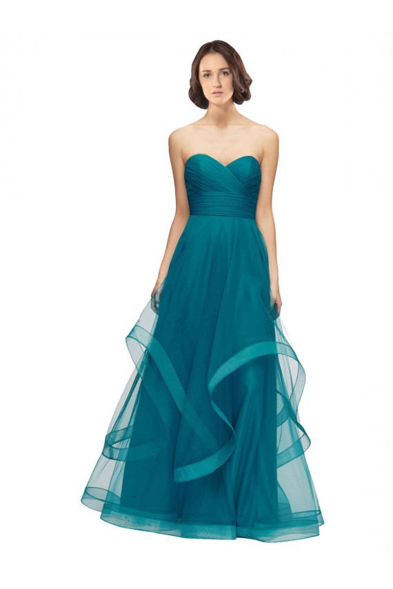 Discount Sweetheart Tulle Bridesmaid Dress with Wide Waistband