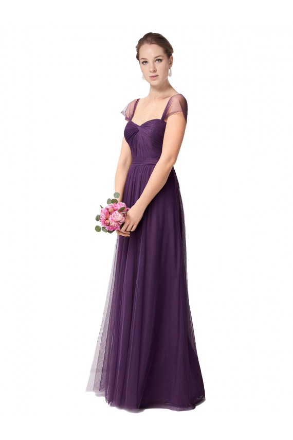 Discount Full Length Long Tulle Bridesmaid Dress with Sweetheart Neckline