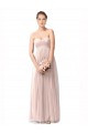 Discount Long Sweetheart Tulle Bridesmaid Dress with Shirred Criss Cross Bodice