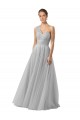 Discount Floor Length Tulle Bridesmaid Dress with Shirred One Shoulder Bodice