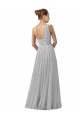 Discount Floor Length Tulle Bridesmaid Dress with Shirred One Shoulder Bodice