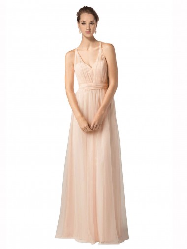 Discount Sweetheart A-Line Tulle Bridesmaid Dress with Shirred Bodice