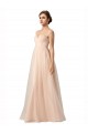Discount Illusion Sleeves Tulle Bridesmaid Dress with Shirred Bodice and Sweetheart Neckline