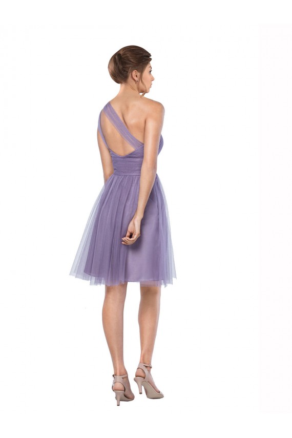 Discount One Shoulder Short Knee Length Tulle Bridesmaid Dress