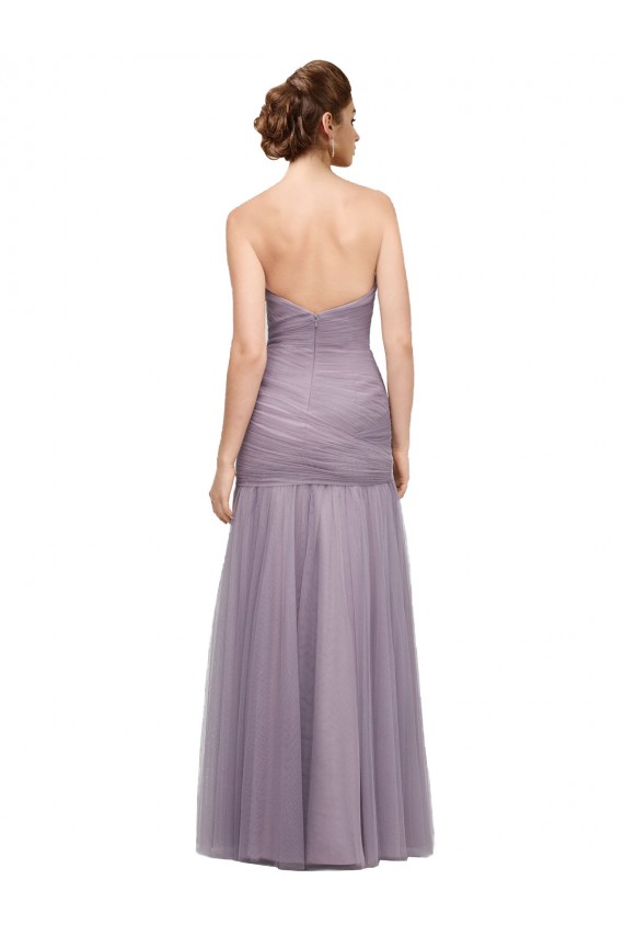 Discount Draped Long Mermaid Sweetheart Tulle Bridesmaid Dress