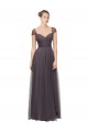 Discount Sweetheart Neckline Long Tulle Bridesmaid Dress with Straps