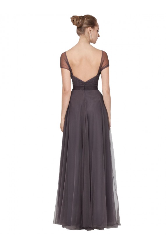 Discount Sweetheart Neckline Long Tulle Bridesmaid Dress with Straps