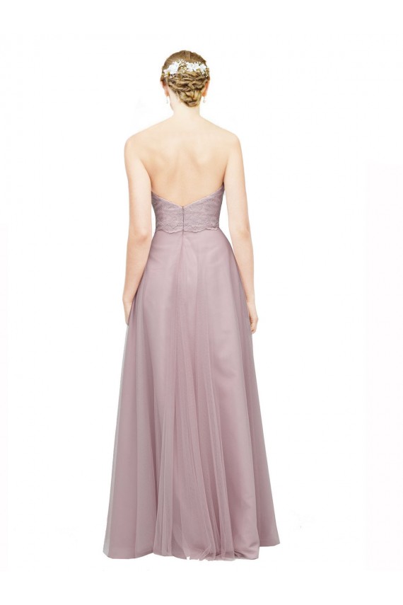 Discount Sweetheart Neckline Long Tulle Bridesmaid Dress with Lace Bodice
