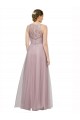 Discount High Neck Long Tulle Bridesmaid Dress with Lace Bodice