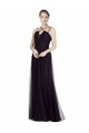Discount High Neck Long A-Line Tulle Bridesmaid Dress