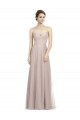 Discount Long Strapless Tulle Bridesmaid Dress with Pleated Bodice