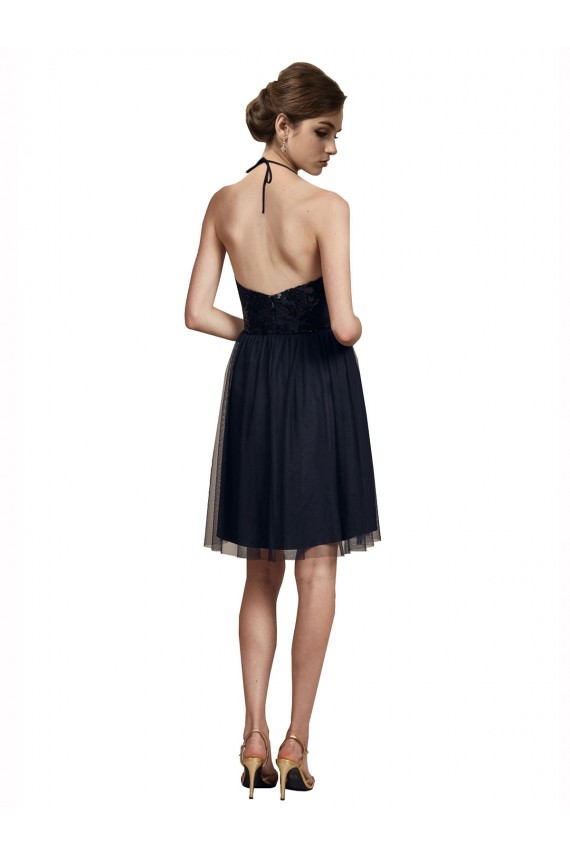 Discount High Neck Illusion Bodice Bridesmaids Dress