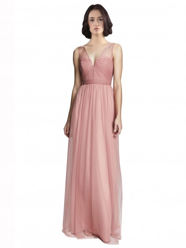 Discount V-Neck Illusion Tulle Bridesmaids Dress