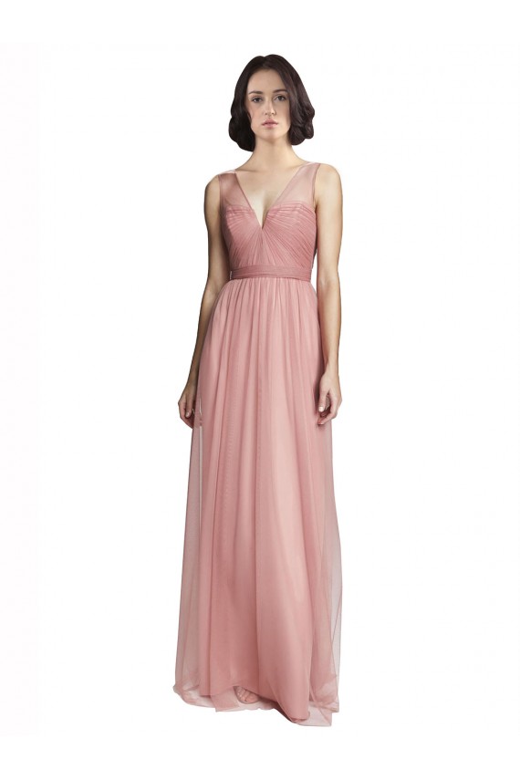 Discount V-Neck Illusion Tulle Bridesmaids Dress