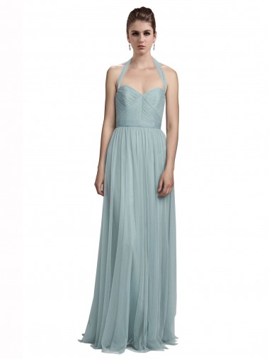 Discount Halter Ruched Sweetheart Neckline Tulle Bridesmaid Dress