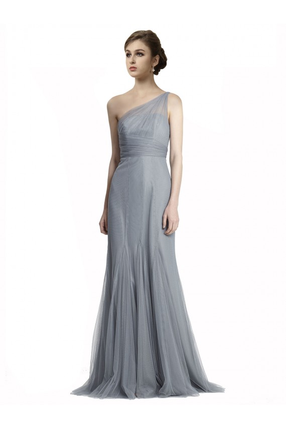 Discount One Shoulder Tulle Fit and Flare Bridesmaid Dress